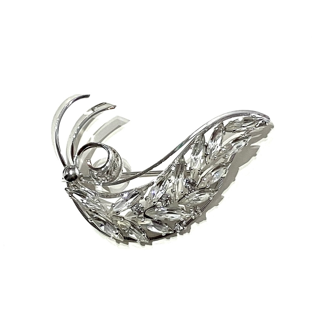 Emby Sterling Silver Vintage Crystal Brooch